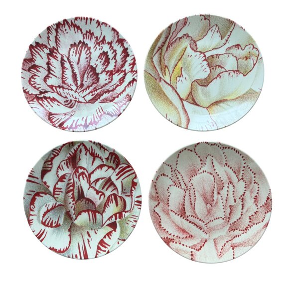John Derian For Target Melamine Salad Plates Set Of 4 Floral Pattern 8.5" D - Picture 1 of 12